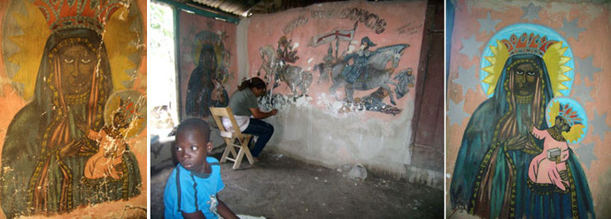 Restauration de peintures murales au sanctuaire de Belony
